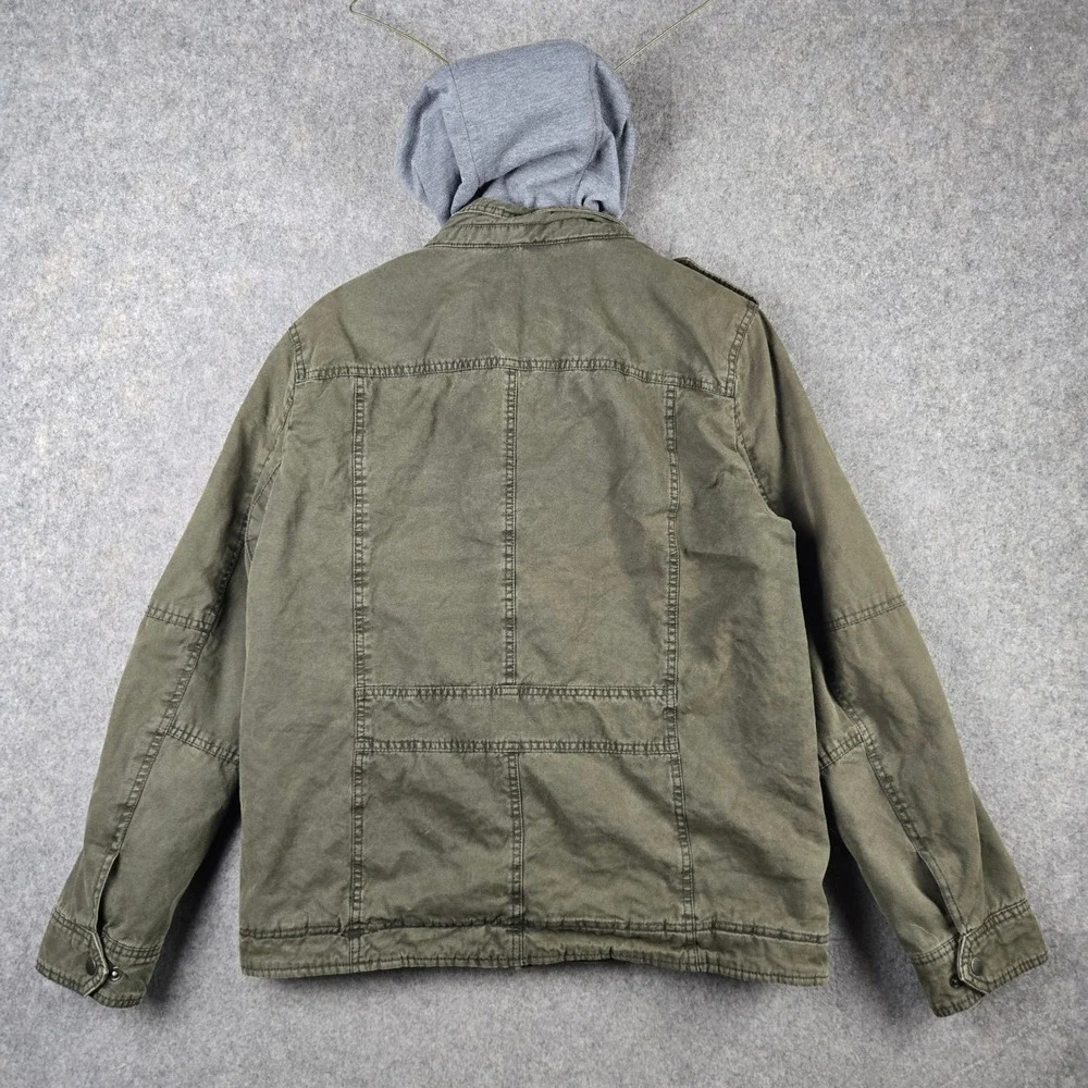 Levi's Military Field Jacket Mens Medium Green Sherpa Lined Hooded Workwear Coat - Picture 9 of 10